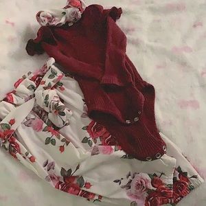Burgundy Floral Set